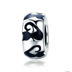 Fashion Silver plating Stackable Cat Long Nail Black Beads Fit Charm Bracelet Bangles Jewelry