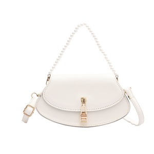 Fashion Solid Color Crossbody Handbag Women PU Casual Pearl Totes Female Shoulder Purse Travel Messenger Top-handle Bag?