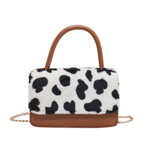 Fashion Splicing PU Plush Shoulder Purse Lady Small Chain Envelope Messenger Bag Popular Simple Female Daily Bag