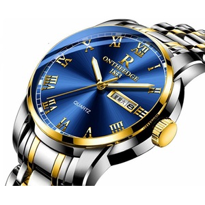 Fashion Steel Shell Steel Strip Steel Round Quartz Watch Waterproof Watch for Men and Women Available-1