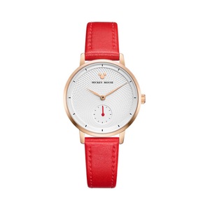 Fashion Trend Quartz Watch Mickey Mouse Belt Shiny Waterproof Watch for Boys and Girls-Red