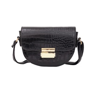 Fashion Women Alligator Pattern Shoulder Saddle? Bag Lady PU Leather Flap Solid Color Messenger Satchel Handbags