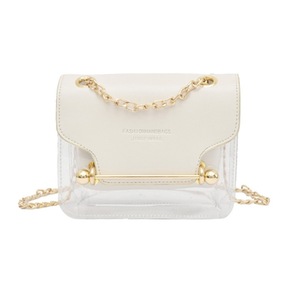 Fashion Women Brand Design Small Square Shoulder Bag Clear Transparent PU Composite Messenger Female Handbags(White)