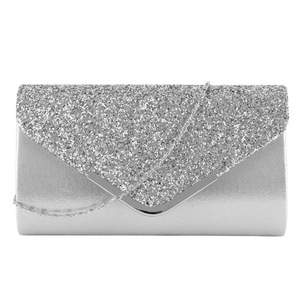 Fashion Women Evening Bag PU Leather Clutch Sequins Money Envelope Purse Glitter Chain Shoulder Crossbody Ladies Small Handbag