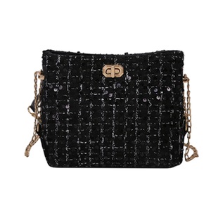 Fashion Women Woolen Bucket Bag Portable Sequin Chain Female Shoulder Messenger Handbag Satchel Pouch