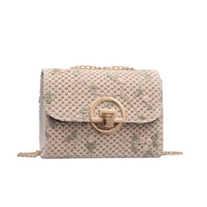 Female Personalized Korean Straw Cross-body Bag Fashion Retro Chain Embroidered Shoulder Bag