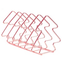 File Sorter Organizer 5 Section Book Ends Magazine Holder Rack Desktop Book Stand for Home,Office (Rose Gold)