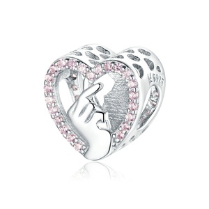 Finger Heart Beads Silver plating Charm Fit Bracelet DIY Jewelry