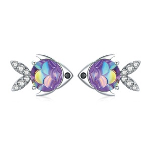 Fish Stud Earrings Silver plating Happy Tropical Litte Fish Earring for Women Fashion Jewelry