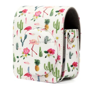 Flamingo Cactus Pattern PU Leather Protective Camera Case Bag For Instax Mini90 Camera