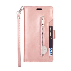 Flip Wallet Case for Samsung Galaxy A91 Zipper Cards PU Leather Phone Bag Cover