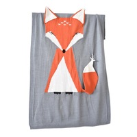Fox Pattern Stereoscopic Ears Baby Knitted Blanket