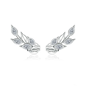 Geometry Stud Shining Wheat Ears Earrings for Women Silver plating Ear Pins Jewelry