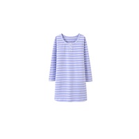 Girl's Nightgowns Round Collar Sleepwear Cotton Princess Nightdress - LIGHT BLUE