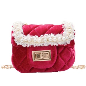 Girls Mini Purses 2021 New Velour Pearl Crossbody Bags for Kids Small Coin Pouch Little Girl Wallet Lolita Baby Party Purse
