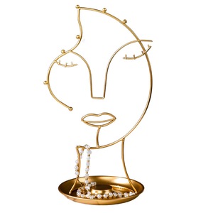 Gold Beauty Face Dressing Table Desktop Decoration Jewelry Rack Storage Metal Ornaments Earrings Necklace Jewelry Display Rack