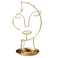 Gold Beauty Face Dressing Table Desktop Decoration Jewelry Rack Storage Metal Ornaments Earrings Necklace Jewelry Display Rack