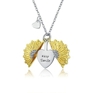 Gold Color Sunflower Locket Pendant Necklace for Women Silver plating Daisy Flower Series Jewelry