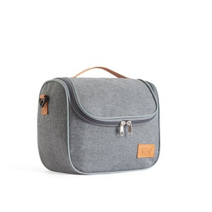 Gray Insulated Lunch Bags Portable Picnic Meal Food Bento Box Thermal Bag Container Cooler Tote with Shoulder Strap Detachable