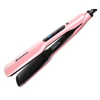 Hair Straightener Blue Screen Thermostat Electric Plywood Ceramic Roll Straight Dual-purpose Perm Hairdressing Tools-Pink