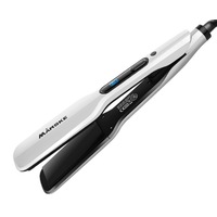 Hair Straightener Blue Screen Thermostat Electric Plywood Ceramic Roll Straight Dual-purpose Perm Hairdressing Tools-White