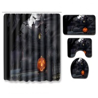 Halloween Series Toilet Cover Mat Non Slip Rug Bathroom Shower Curtain Set PJ19822-A025_180*180 shower curtain +45*75 three-piece floor mat set
