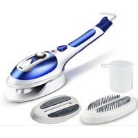 Hand Held Fabric Steam Iron, Fast Heat-up Household Travel Garment Steamer with Ceramic Soleplate - 2 Fabric Brush Included-BLUE