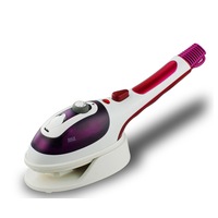Hand Held Fabric Steam Iron, Fast Heat-up Household Travel Garment Steamer with Ceramic Soleplate - 2 Fabric Brush Included-PURPLE