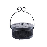 Handle Fireproof Hollow Metal Mosquito Incense Coil Holder Burner Box Container