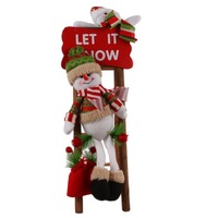 Handmade Christmas Decorations Cloth Art Plush Santa Snowman Ladder Scene Window Decoration