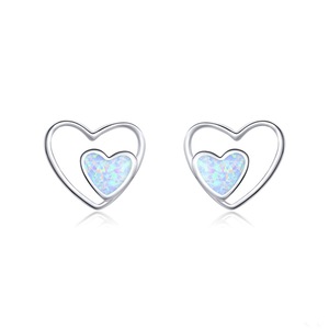 Heart In Heart Stud Earrings for Women Silver plating Love Couple Statement Jewelry