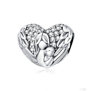 Heart Shape Beads for Jewelry Silver plating Dazzling Charm for Bracelets