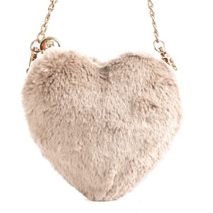 Heart Shape Plush Cute Handbag Chain-strap Shoulder Bag