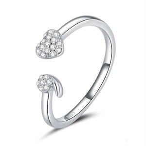Heart Shaped Adjustable Finger Rings for Women Silver plating Fashion Jewelry