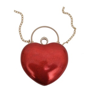 Heart-shaped glitter Glossy PU Leather Chain Single Shoulder Bag Ladies Handbag Messenger Bag (Red)