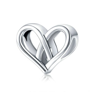 Heart To Heart Simple Silver plating Charm for Bracelet Jewelry Accessories