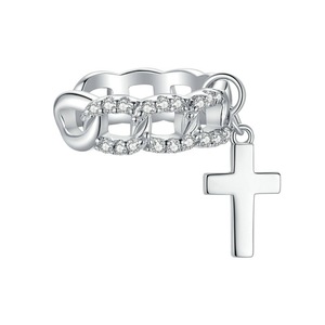 Holy Cross Long Clips Earrings for Women Silver plating Cross Jewelry