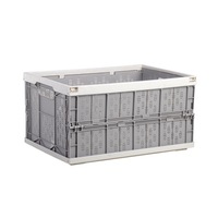 Household Car Foldable Heavy Duty Durable Plastic Storage Box Organizer Basket Water Bucket GRAYWHITE COLOR