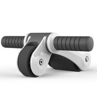 Household Multifunctional Abdominal Exercise Device Folding Double Wheel Bearing Roller Mute Sports Equipment-White