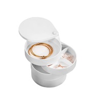 Jewelry Organizer Box 4-Tier Rotating Earring Organizer for Women Small Travel Jewelry Tray Storage Case