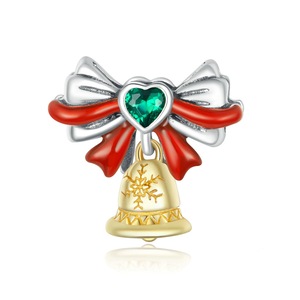 Jingle Bell Beads Silver plating Christmas Happy Charms Pendant Fit DIY Bracelet Necklace Jewelry