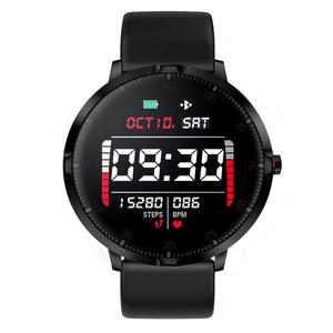 K16 1.3' Full Touch Screen Super Slim Wristband IP68 Fashion UI Blood Pressure HR Monitor Long Standby Brightness Music Camera Control Smart Watch BLACK COLOR