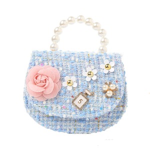 Kids Mini Party Hand Bag Cute Flower Crossbody Bags for Baby Girls Pearl Small Wallet Bag Girl Coin Purse Gift