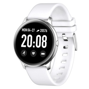 KW19 Heart Rate Blood Pressure O2 Monitor Weather Push Music Camera Control Brightness Adjust Fitness Tracker Smart Watch WHITE COLOR