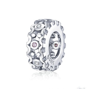 Lace Pattern Beads Silver plating Rouns Charms Pendant Fit DIY Bracelet Jewelry