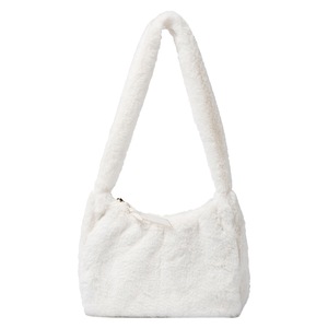 Ladies Plush Shoulder Underarm Tote Bag Women Autumn Street Solid Handbag Fashion Exquisite Shopping Bag