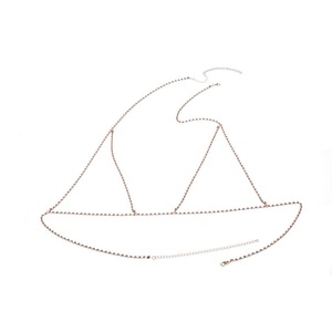 Lady's Simple Shiny Crystal Bikini Bra Chain Body Jewelry GOLD COLOUR