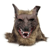 Latex Rubber Wolf Hair Mask Werewolf Gloves Party Scary Halloween Cosplay