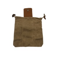 Leather and Canvas Bushcraft Bag, Canvas Foraging Pouch for Hiking, Treasures & Seashells, Easy Looping Around Belts