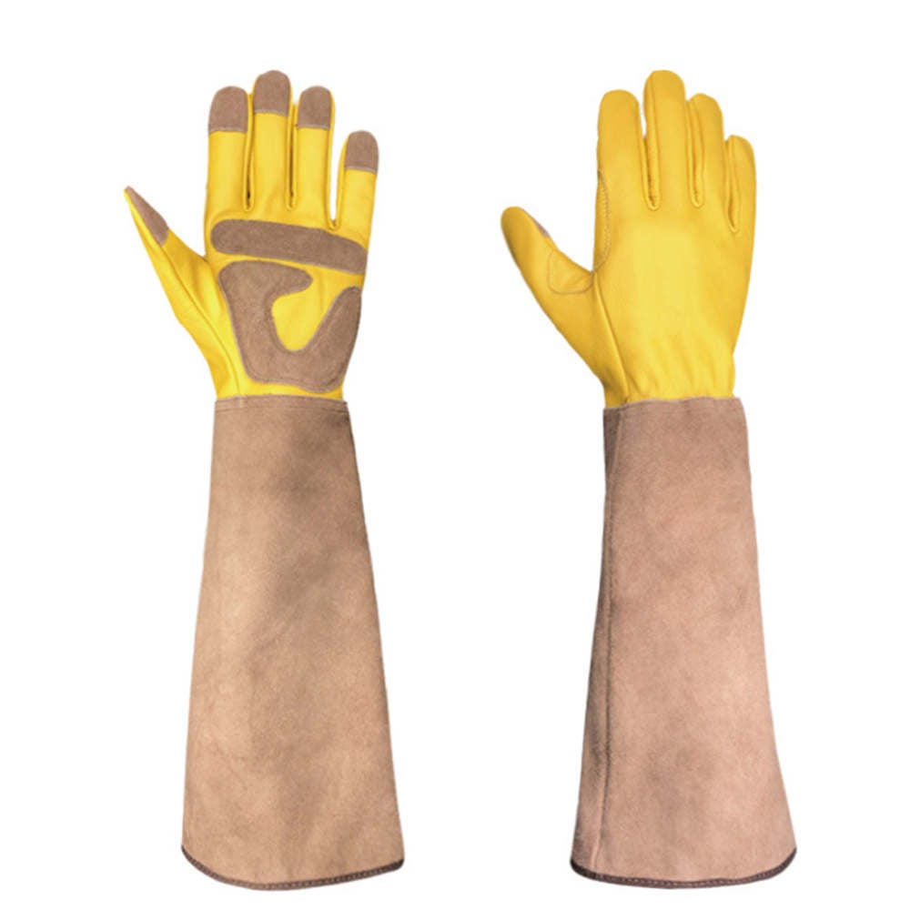 Leather Gardening Gloves with Forearm Protection Rose Pruning Gloves for Men & Women, Long Thorn Proof Gardening Gloves